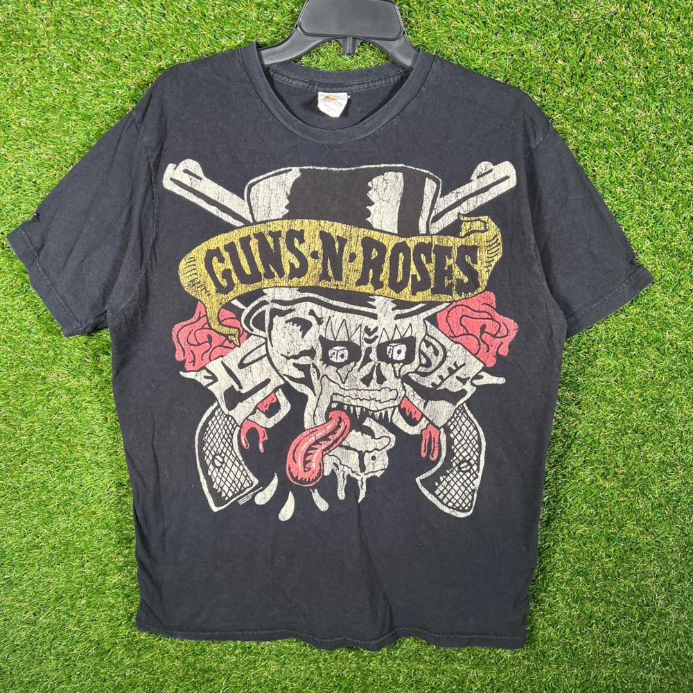 Guns N' Roses 2008 Band T-Shirt Skull Top Hat Jumbo Print Men's Sz X-Large Black